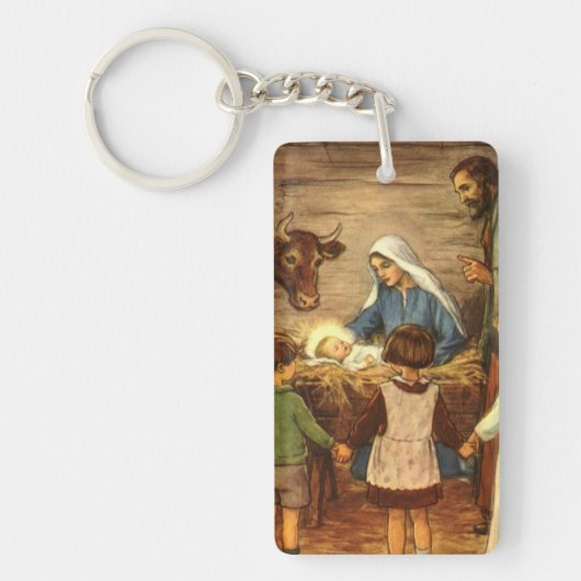 ヴィンテージクリスマス宗教的出生wベビーイエス キーホルダー (正面)