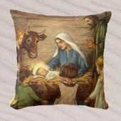 ヴィンテージクリスマス宗教的出生wベビーイエス クッション