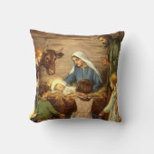 ヴィンテージクリスマス宗教的出生wベビーイエス クッション (正面)