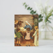 ヴィンテージクリスマス宗教的出生wベビーイエス シーズンポストカード (スタンド正面)