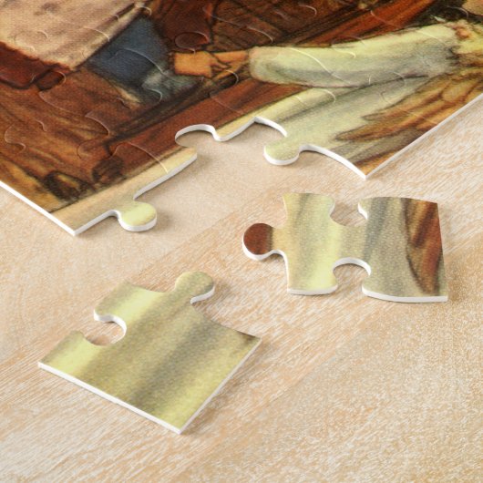 ヴィンテージクリスマス宗教的出生wベビーイエス ジグソーパズル (側面)