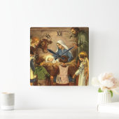 ヴィンテージクリスマス宗教的出生wベビーイエス スクエア壁時計 (ホーム)