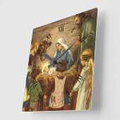 ヴィンテージクリスマス宗教的出生wベビーイエス スクエア壁時計 (傾斜)