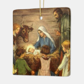 ヴィンテージクリスマス宗教的出生wベビーイエス セラミックオーナメント (左)