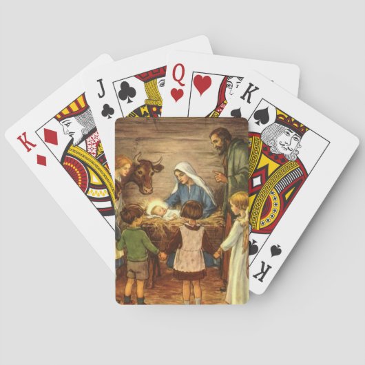 ヴィンテージクリスマス宗教的出生wベビーイエス トランプ (裏面)