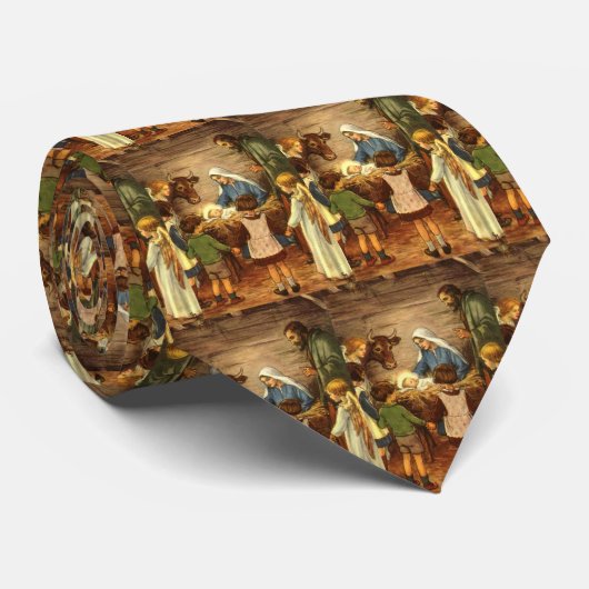 ヴィンテージクリスマス宗教的出生wベビーイエス ネクタイ (ロール)