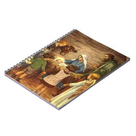 ヴィンテージクリスマス宗教的出生wベビーイエス ノートブック (左側)