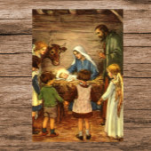 ヴィンテージクリスマス宗教的出生wベビーイエス ポスター