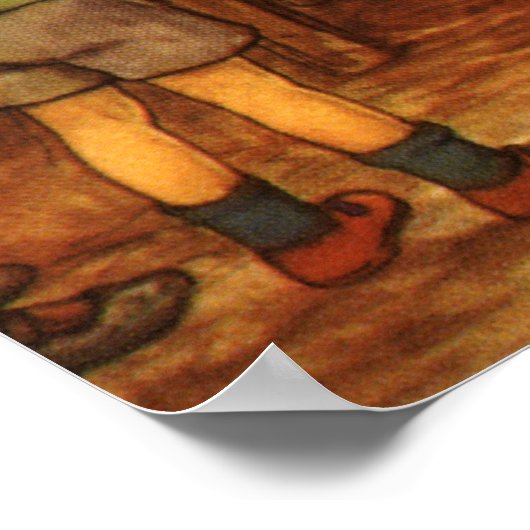 ヴィンテージクリスマス宗教的出生wベビーイエス ポスター (角)