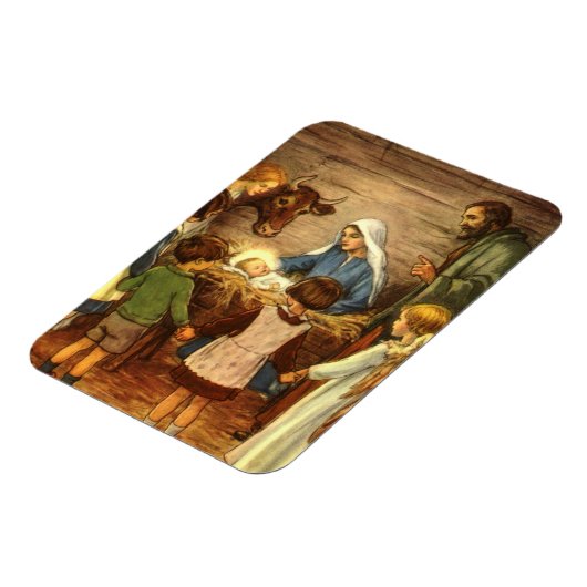 ヴィンテージクリスマス宗教的出生wベビーイエス マグネット (左側)