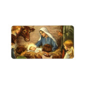 ヴィンテージクリスマス宗教的出生wベビーイエス ラベル (正面)