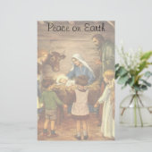 ヴィンテージクリスマス宗教的出生wベビーイエス 便箋 (スタンド正面)