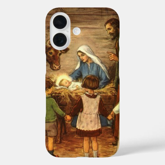 ヴィンテージクリスマス宗教的出生wベビーイエス Case-Mate iPhoneケース (裏面)