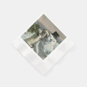 ヴィンテージクリスマス小さな女の子付き雪だるま 縁ありカクテルナプキン (角)