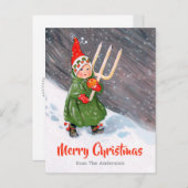 ヴィンテージクリスマス小さな女の子雪キャンドルCC0319 ポストカード (正面/裏面)