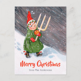 ヴィンテージクリスマス小さな女の子雪キャンドルCC0319 ポストカード