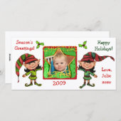 ヴィンテージクリスマス小妖精や小人の写真カード シーズンカード (正面/裏面)