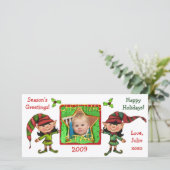 ヴィンテージクリスマス小妖精や小人の写真カード シーズンカード (スタンド正面)