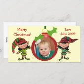 ヴィンテージクリスマス小妖精や小人の写真カード シーズンカード (正面/裏面)