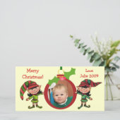 ヴィンテージクリスマス小妖精や小人の写真カード シーズンカード (スタンド正面)