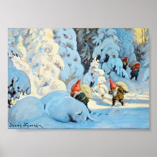 ヴィンテージクリスマス小妖精や小人をもたらすプレゼント ポスター (正面)