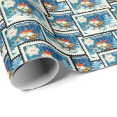 ヴィンテージクリスマス小妖精や小人ブルースターコラージュエフェメラ ラッピングペーパー (ロールコーナー)