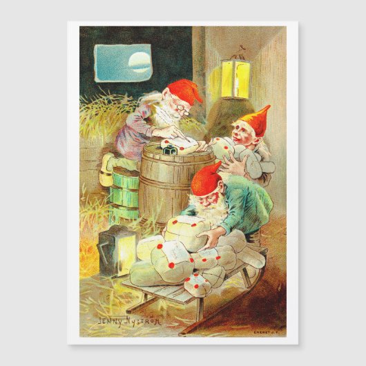 ヴィンテージクリスマス小妖精や小人ホリデーカード (正面)