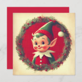 ヴィンテージクリスマス小妖精や小人レトロクリスマス シーズンカード (正面/裏面)