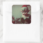 ヴィンテージクリスマス小妖精や小人レトロクリスマス スクエアシール (バッグ)