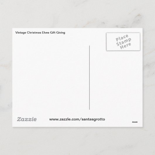 ヴィンテージクリスマス小妖精や小人与えギフト シーズンポストカード (裏面)