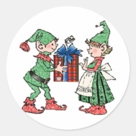 ヴィンテージクリスマス小妖精や小人与えギフト ラウンドシール