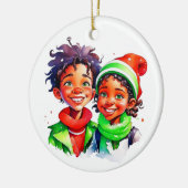 ヴィンテージクリスマス小妖精や小人 パーソナライズされた セラミックオーナメント (左)