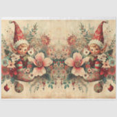 ヴィンテージクリスマス小妖精や小人&花模様デクページ 薄葉紙 (正面)
