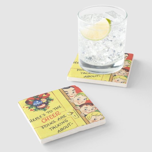 ヴィンテージクリスマス応援 ストーンコースター (横)