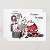 ヴィンテージクリスマス救済ピエロサンタクロース シーズンカード (正面/裏面)