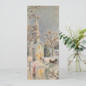 ヴィンテージクリスマス教会の冬のシーン シーズンカード (スタンド正面)