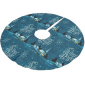 ヴィンテージクリスマス教会の雪の静か夜 ブラッシュドポリエステルツリースカート (アングル)