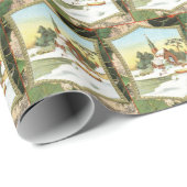 ヴィンテージクリスマス教会タイル ラッピングペーパー (ロールコーナー)