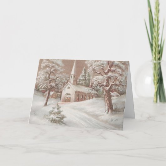 ヴィンテージクリスマス教会 シーズンカード (正面)