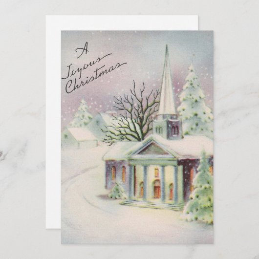 ヴィンテージクリスマス教会 シーズンカード (正面/裏面)