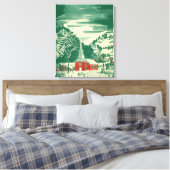 ヴィンテージクリスマス教会、冬の雪景色 キャンバスプリント (インサイチュ (寝室))