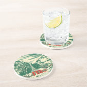 ヴィンテージクリスマス教会、冬の雪景色 コースター (側面)