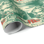 ヴィンテージクリスマス教会、冬の雪景色 ラッピングペーパー (ロールコーナー)