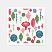 ヴィンテージクリスマス数々のオーナメントオンホワイト スタンダードカクテルナプキン (正面)