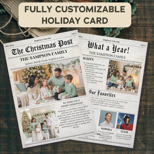 ヴィンテージクリスマス新聞フォトニュースレター シーズンカード