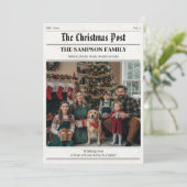ヴィンテージクリスマス新聞家族の写真グリーティング シーズンカード (スタンド正面)