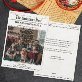 ヴィンテージクリスマス新聞家族の写真グリーティング シーズンカード