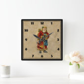 ヴィンテージクリスマス旧世界サンタクロース スクエア壁時計 (ホーム)