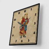 ヴィンテージクリスマス旧世界サンタクロース スクエア壁時計 (傾斜)
