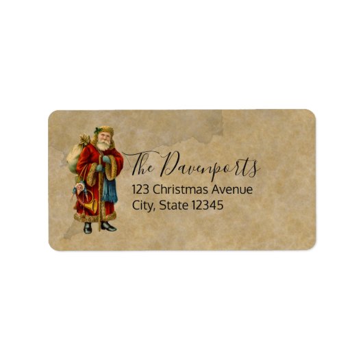 ヴィンテージクリスマス旧世界サンタクロース ラベル (正面)